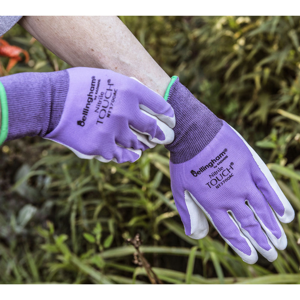mole gardening gloves Nitrile Tough Gardening Gloves Assorted Color Size Medium