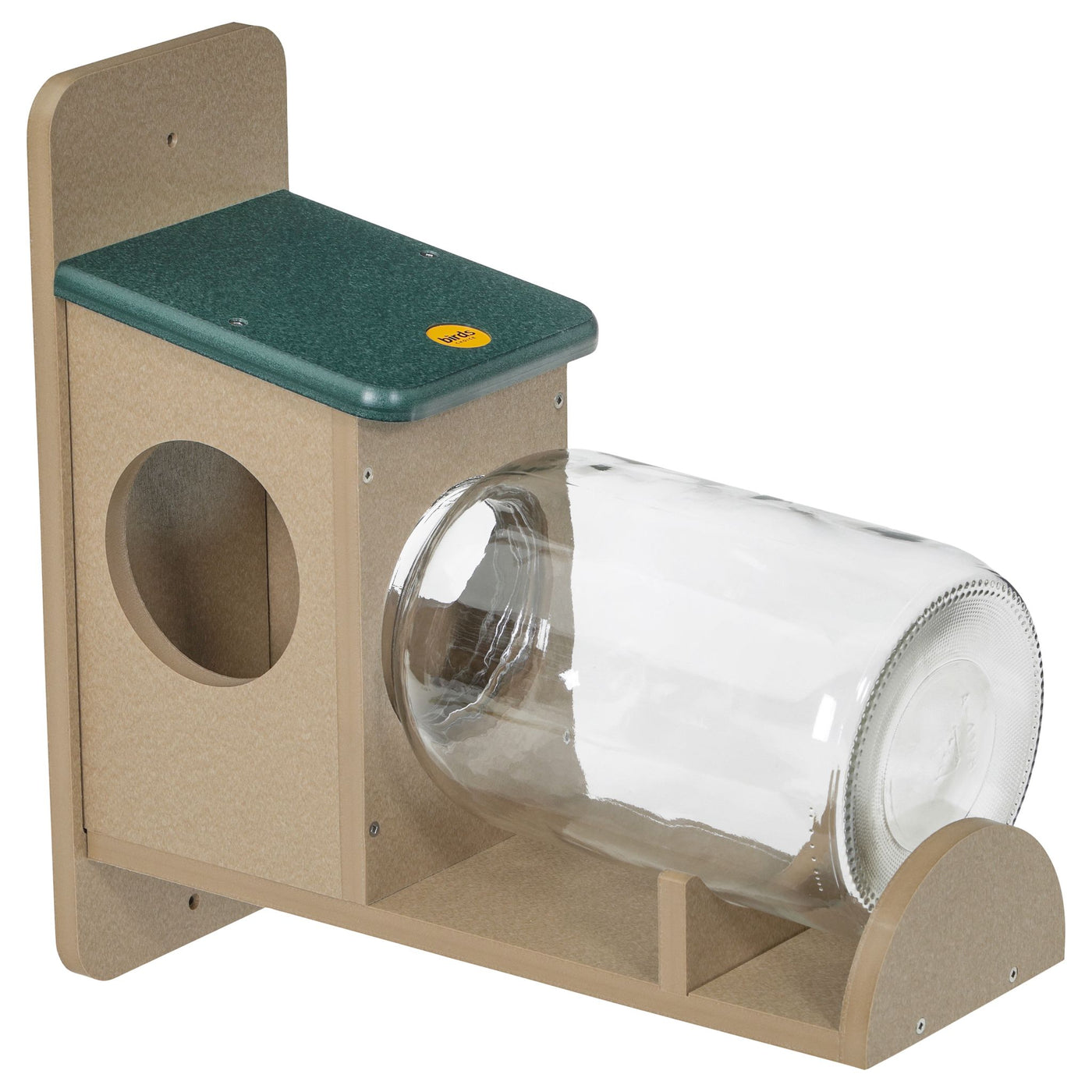 Squirrel Jar Feeder in Taupe and Green Recycled Plastic
