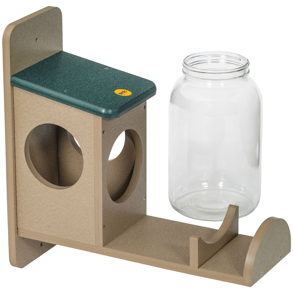 Squirrel Jar Feeder in Taupe and Green Recycled Plastic - Birds Choice