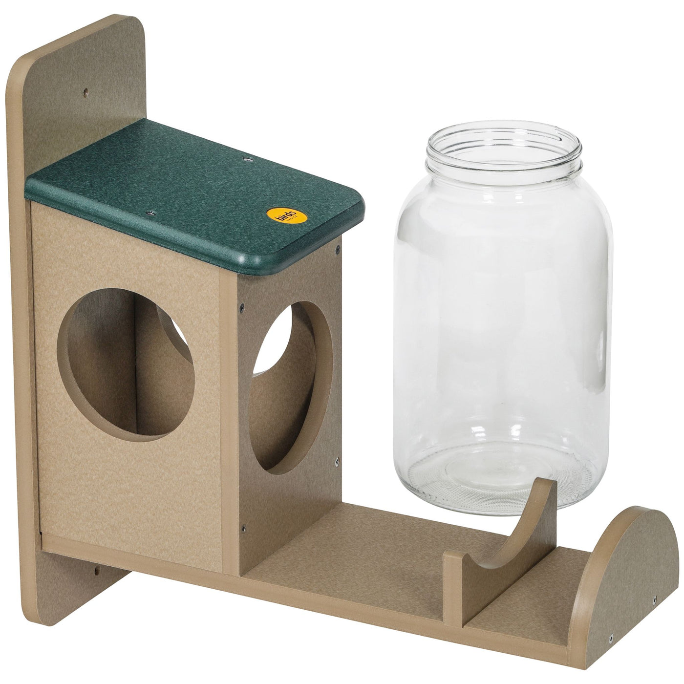 Squirrel Jar Feeder in Taupe and Green Recycled Plastic