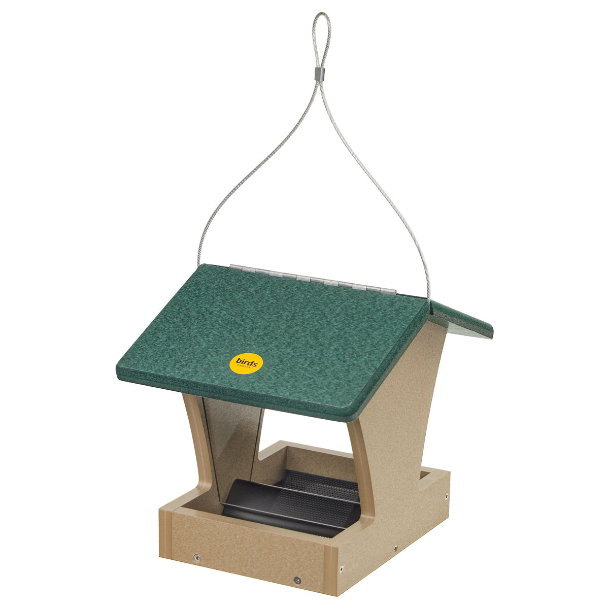 Small Hopper Bird Feeder in Taupe and Green Recycled Plastic - Birds Choice
