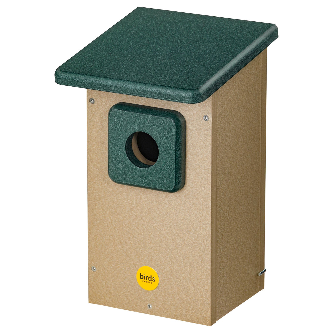 Eastern Bluebird House in Taupe and Green Recycled Plastic 1.5" Entrance Hole