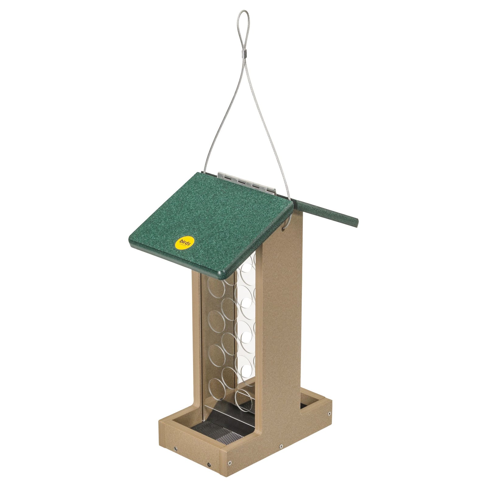 Bluejay Feeder in Taupe and Green Recycled Plastic - Birds Choice