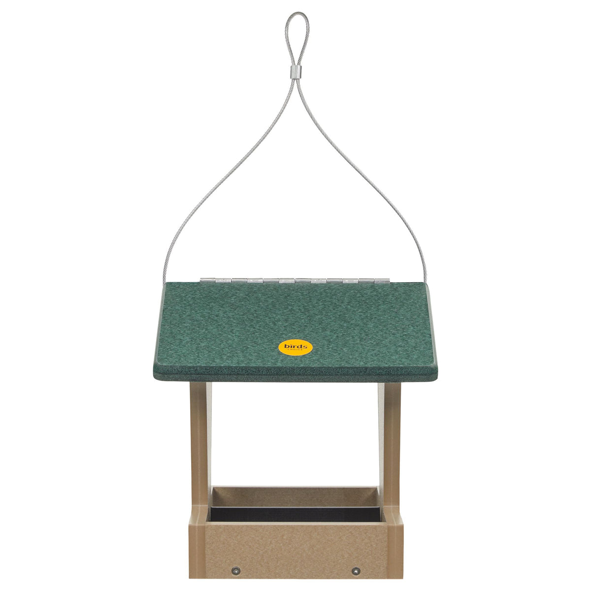 Small Hopper Bird Feeder in Taupe and Green Recycled Plastic - Birds Choice