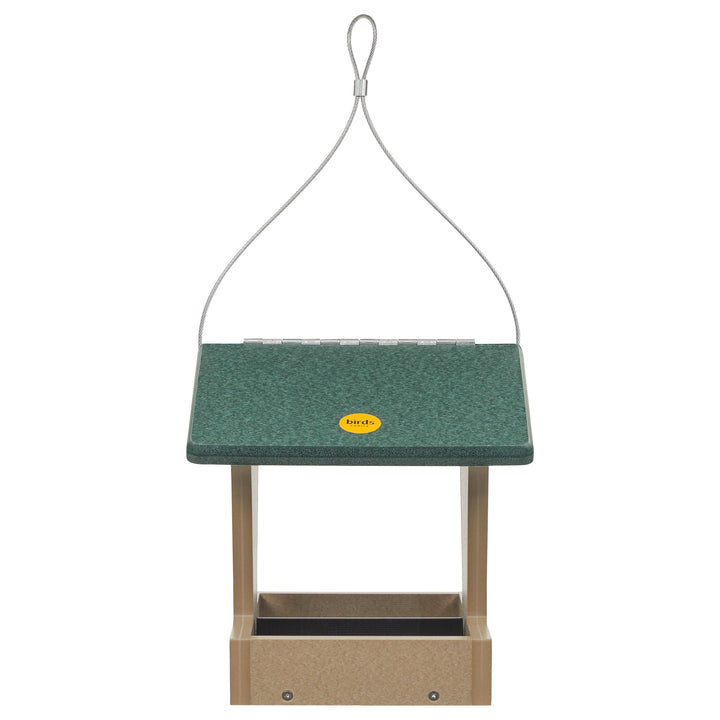 Small Hopper Bird Feeder in Taupe and Green Recycled Plastic - Birds Choice