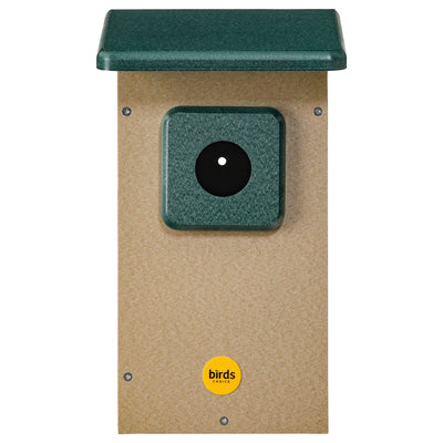 Western Bluebird House in Taupe and Green Recycled Plastic 1.5625" Entrance Hole