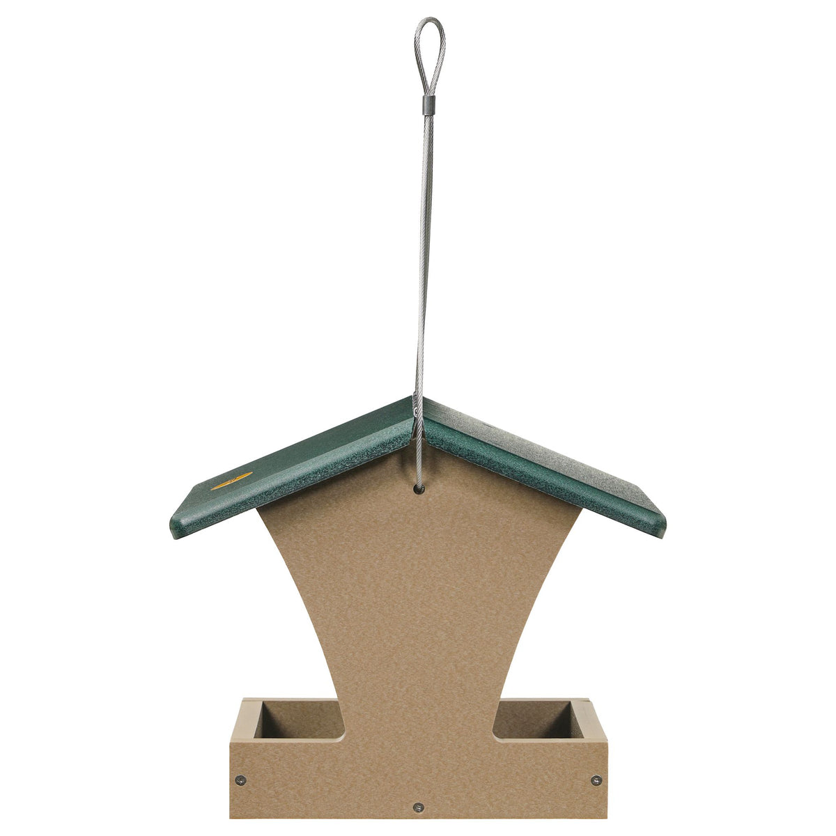 Small Hopper Bird Feeder in Taupe and Green Recycled Plastic - Birds Choice