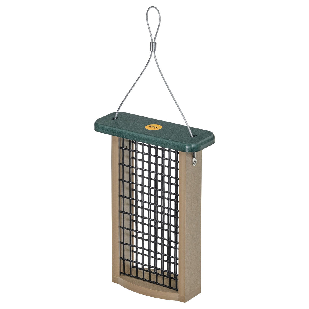 Suet Feeder for Two Cakes in Taupe and Green Recycled Plastic - Birds Choice