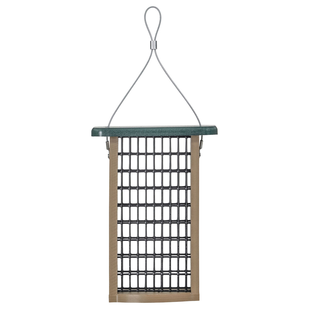 Suet Feeder for Two Cakes in Taupe and Green Recycled Plastic - Birds Choice