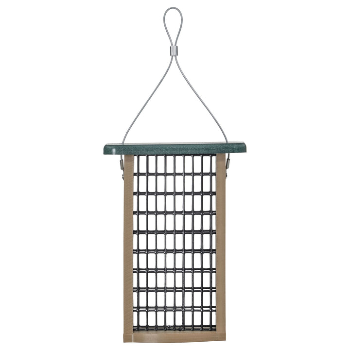 Suet Feeder for Two Cakes in Taupe and Green Recycled Plastic - Birds Choice