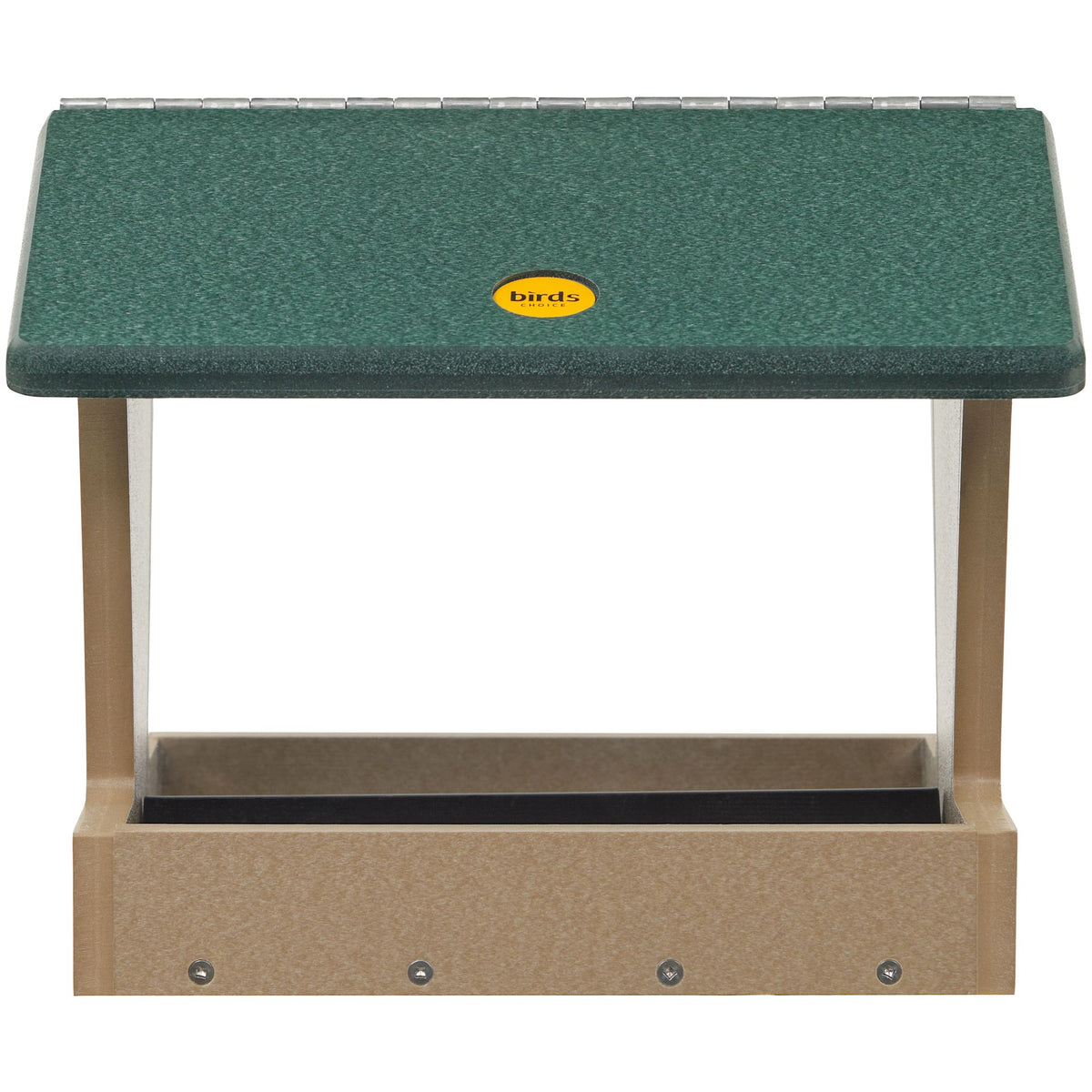 Medium Hopper Bird Feeder in Taupe and Green Recycled Plastic - Birds Choice