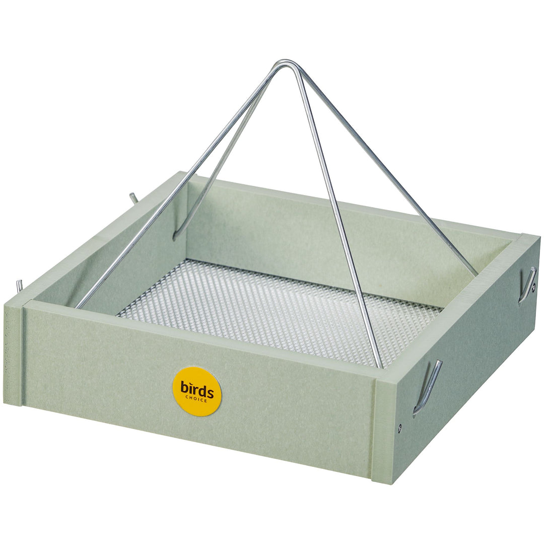Small Hanging Tray Bird Feeder in Sage Green Recycled Plastic - Birds Choice