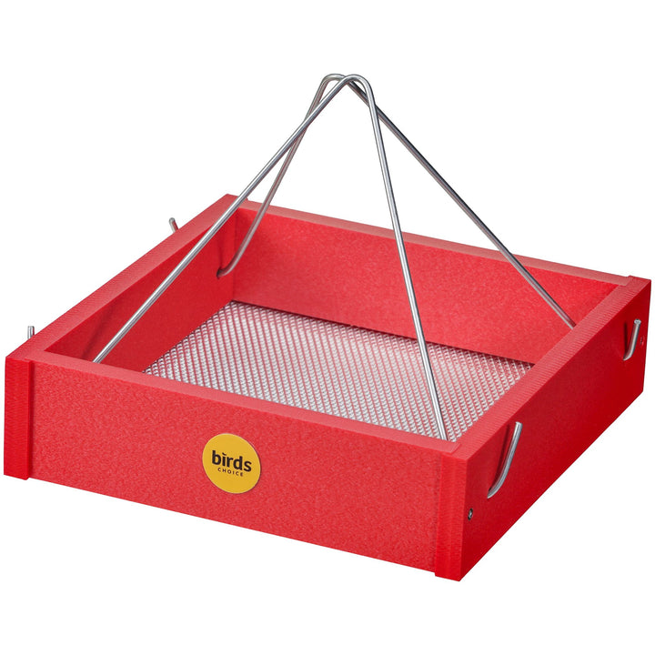 Small Hanging Tray Bird Feeder in Red Recycled Plastic - Birds Choice