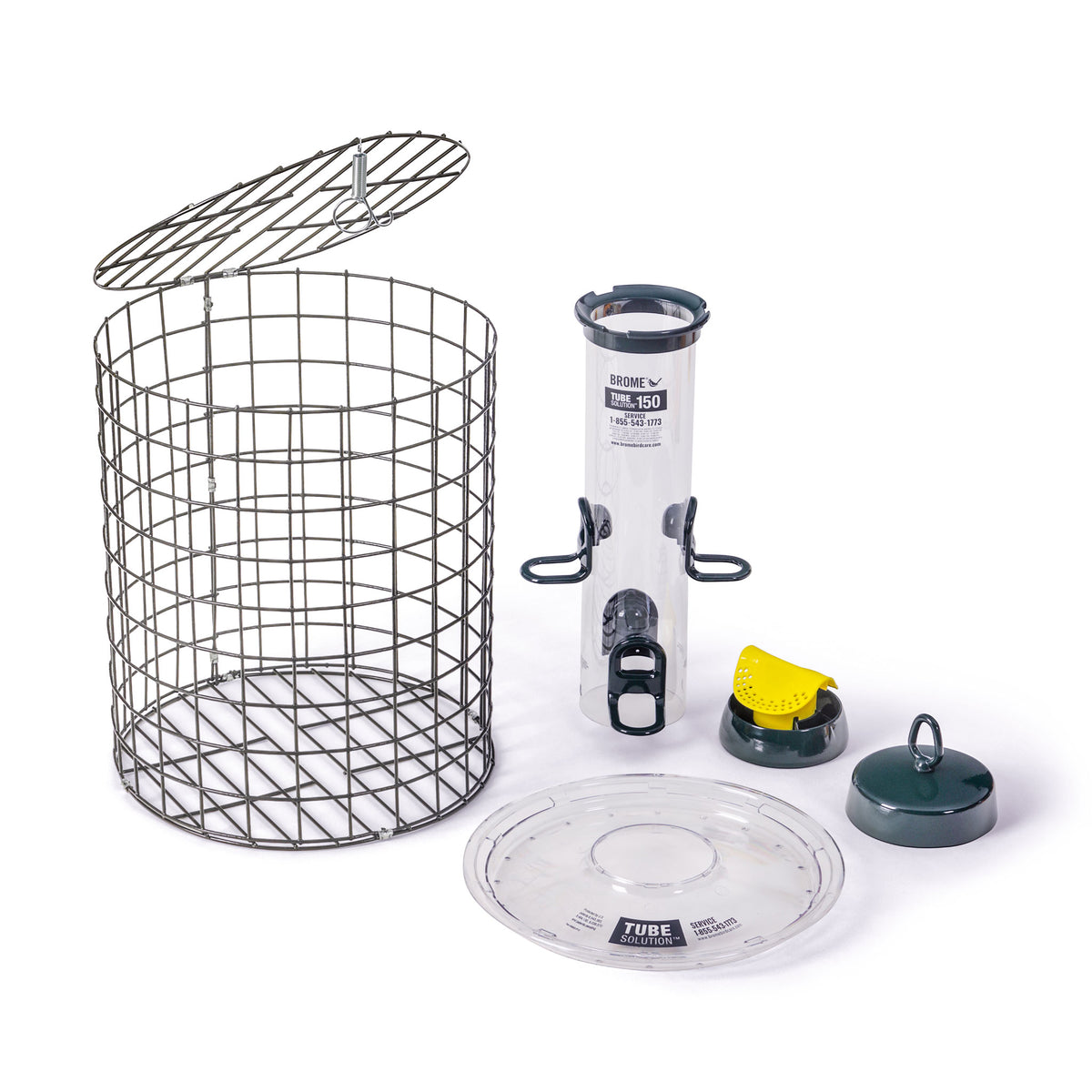 Brome Squirrel-Proof Tube Feeder with Cage &amp; Seed Tray - Birds Choice
