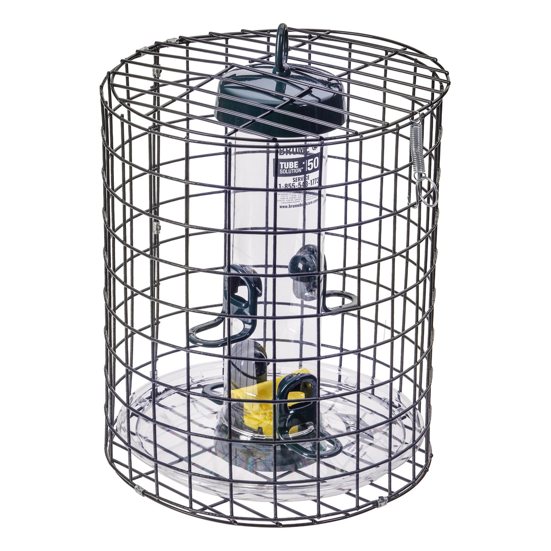 Brome Squirrel-Proof Tube Feeder with Cage & Seed Tray - Birds Choice