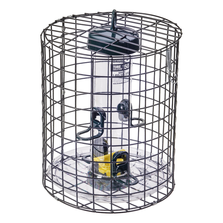 Brome Squirrel-Proof Tube Feeder with Cage &amp; Seed Tray - Birds Choice