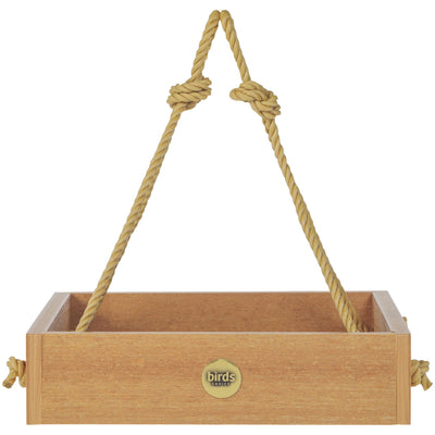 Modern Farmhouse Small Hanging Platform Feeder in Natural Teak