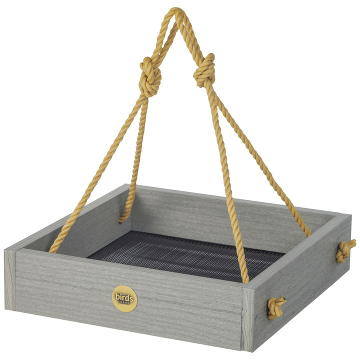 Modern Farmhouse Small Hanging Platform Bird Feeder in Driftwood - Birds Choice