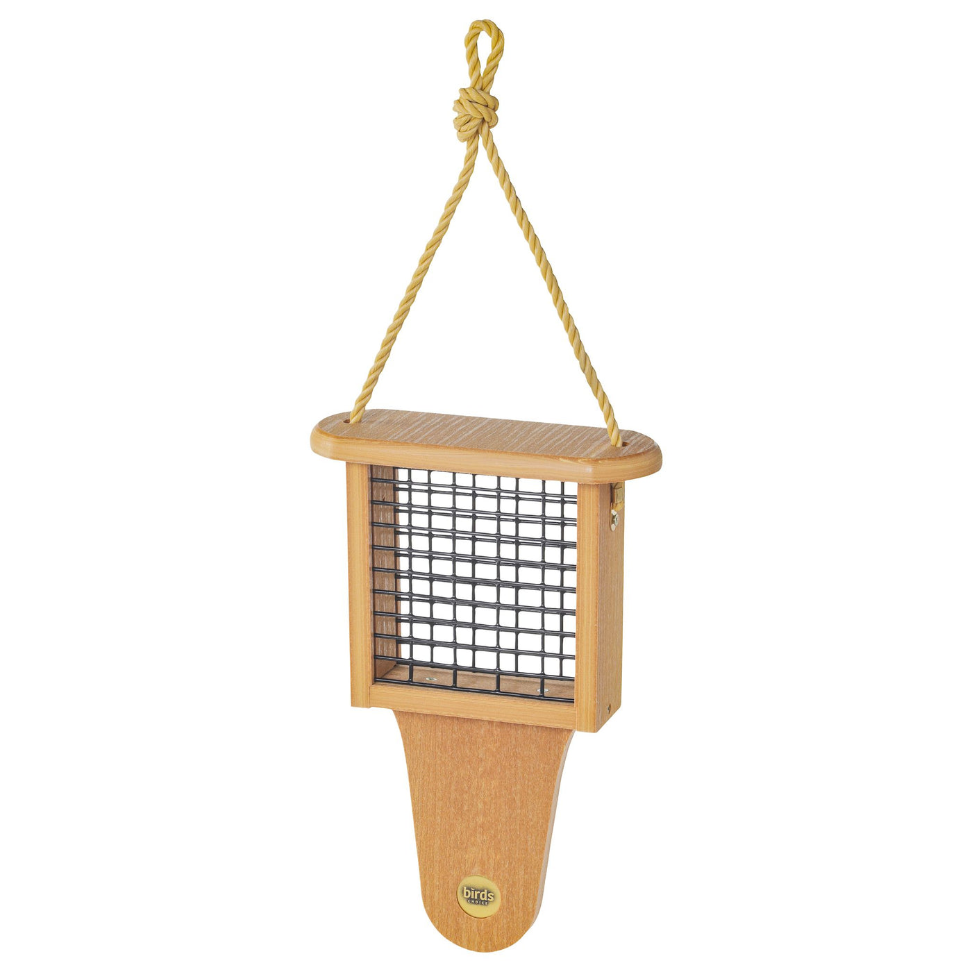 Modern Farmhouse Suet Feeder with Tail Prop in Natural Teak - Birds Choice