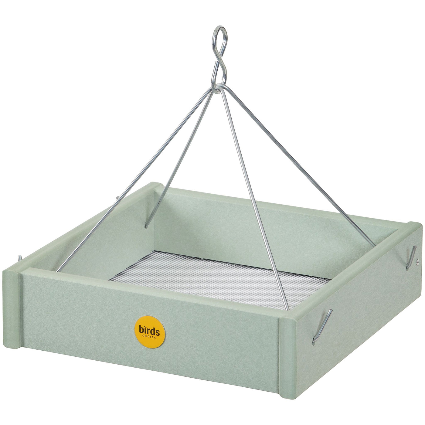 Small Hanging Platform Bird Feeder in Green Recycled Plastic