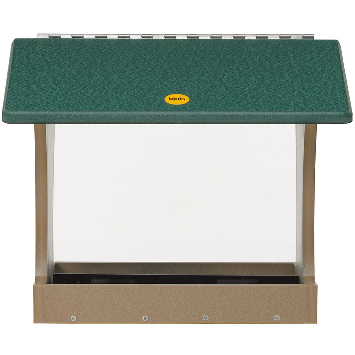Large Hopper Bird Feeder in Taupe and Green Recycled Plastic - Birds Choice