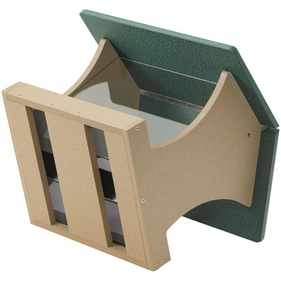 Large Hopper Bird Feeder in Taupe and Green Recycled Plastic