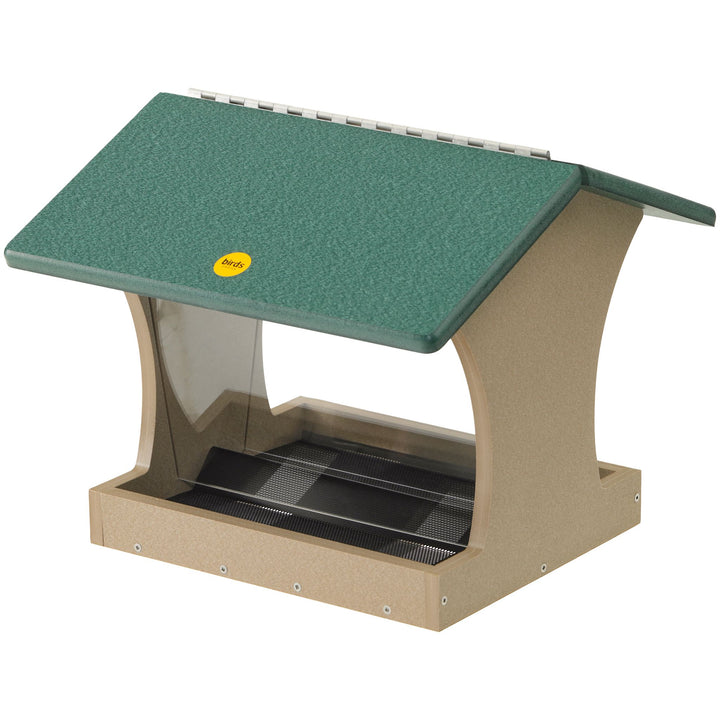 Large Hopper Bird Feeder in Taupe and Green Recycled Plastic - Birds Choice