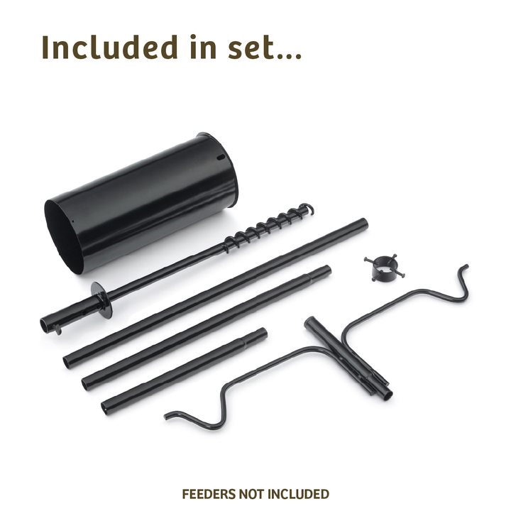 2 Arm Complete Bird Feeder Pole Set with Squirrel Baffle - Birds Choice