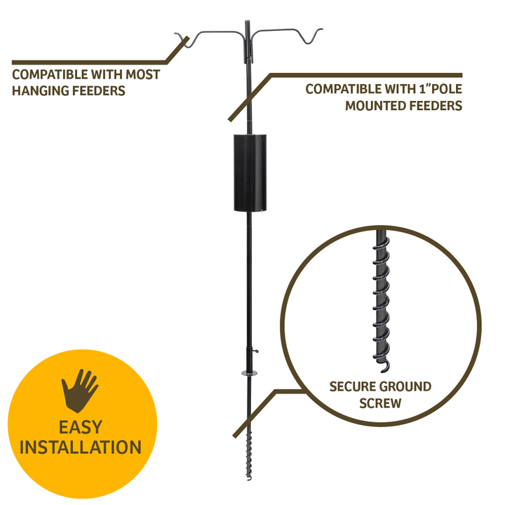 2 Arm Complete Bird Feeder Pole Set with Squirrel Baffle - Birds Choice
