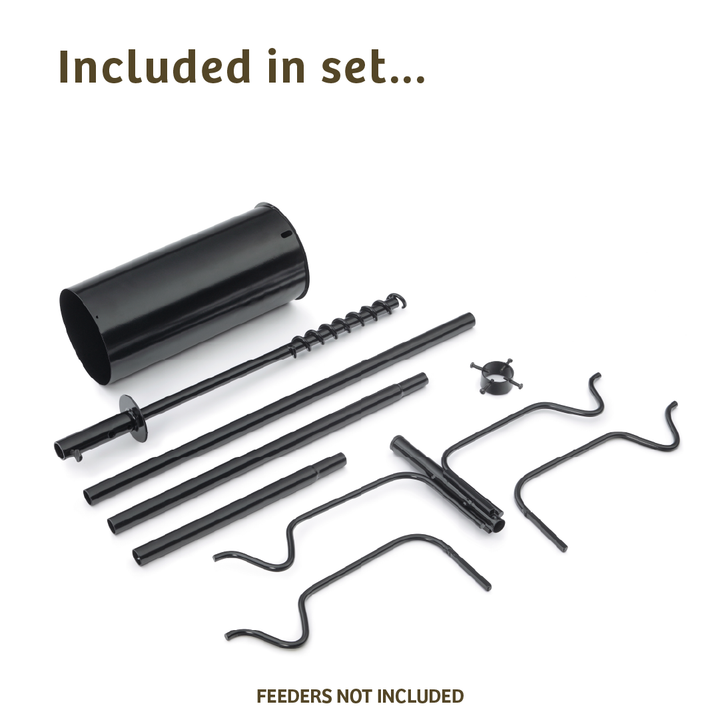 4 Arm Complete Bird Feeder Pole Set with Squirrel Baffle - Birds Choice
