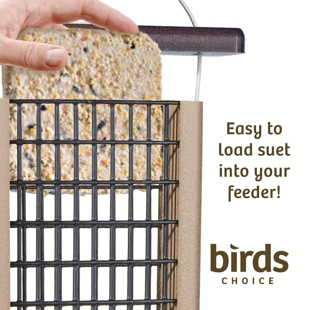 Suet Feeder with Tail Prop for Two Cakes in Taupe and Brown Recycled Plastic - Birds Choice