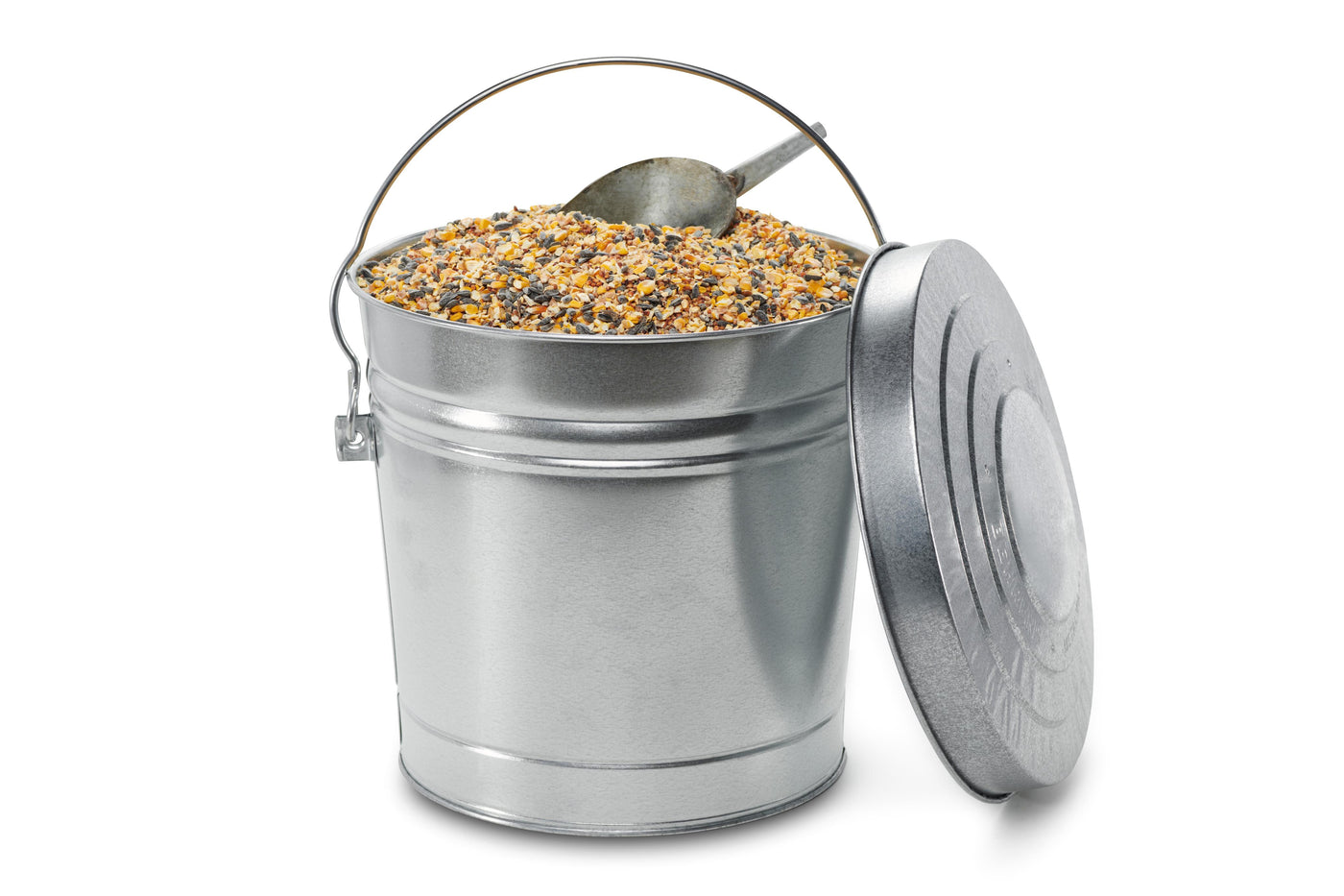 Galvanized Steel Locking Lid Seed Can with Lid - 6 Gallon