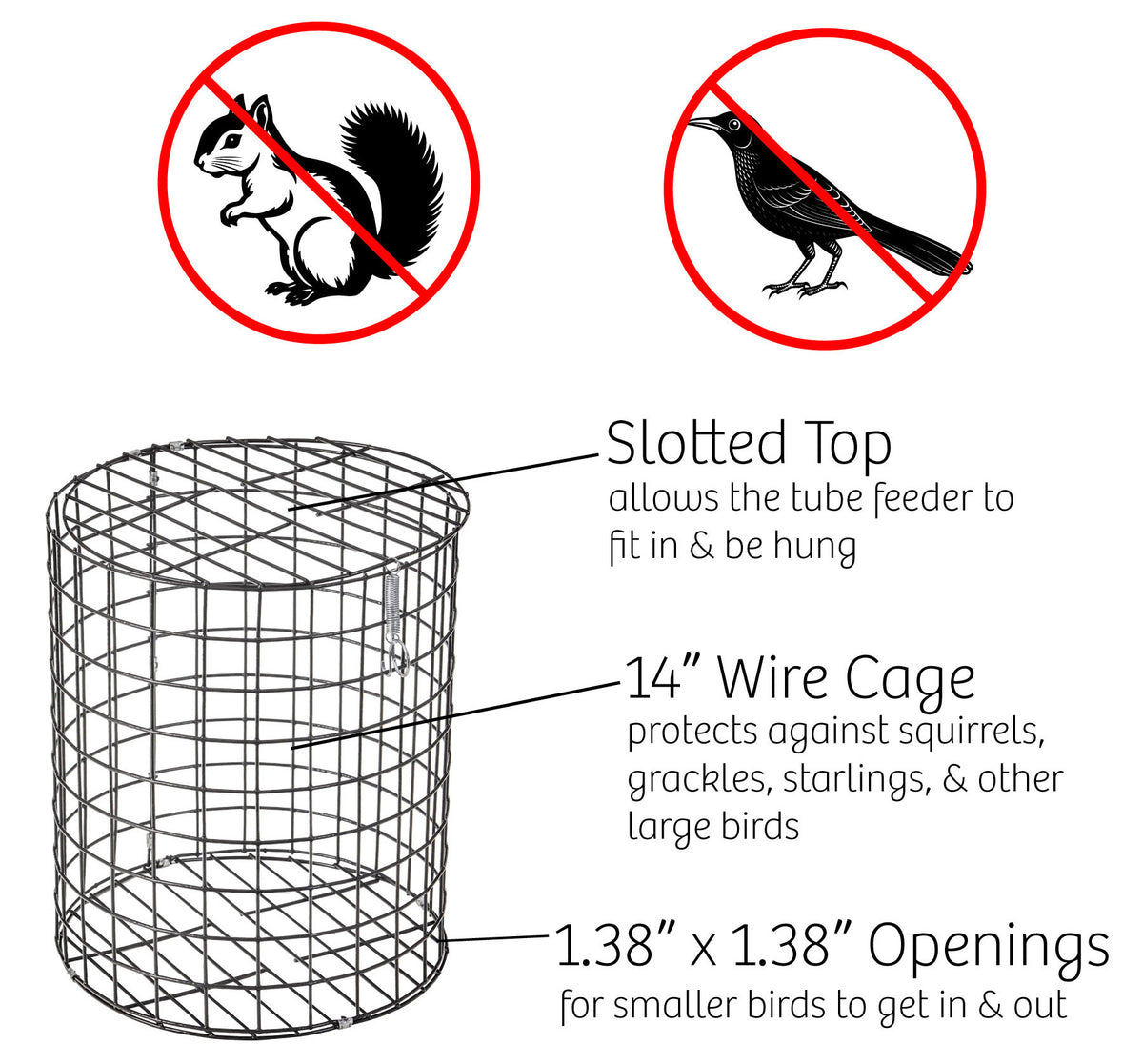 Brome Squirrel-Proof Tube Feeder with Cage &amp; Seed Tray - Birds Choice