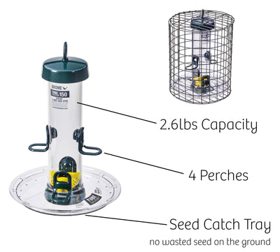 Squirrel-Proof Tube Feeder with Cage & Seed Tray