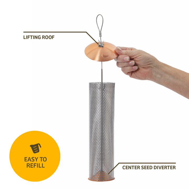 Copper Mesh Tube Feeder for Finches Small - Birds Choice