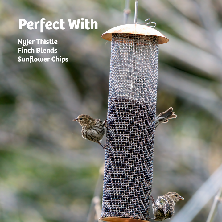 Copper Mesh Tube Feeder for Finches Small - Birds Choice