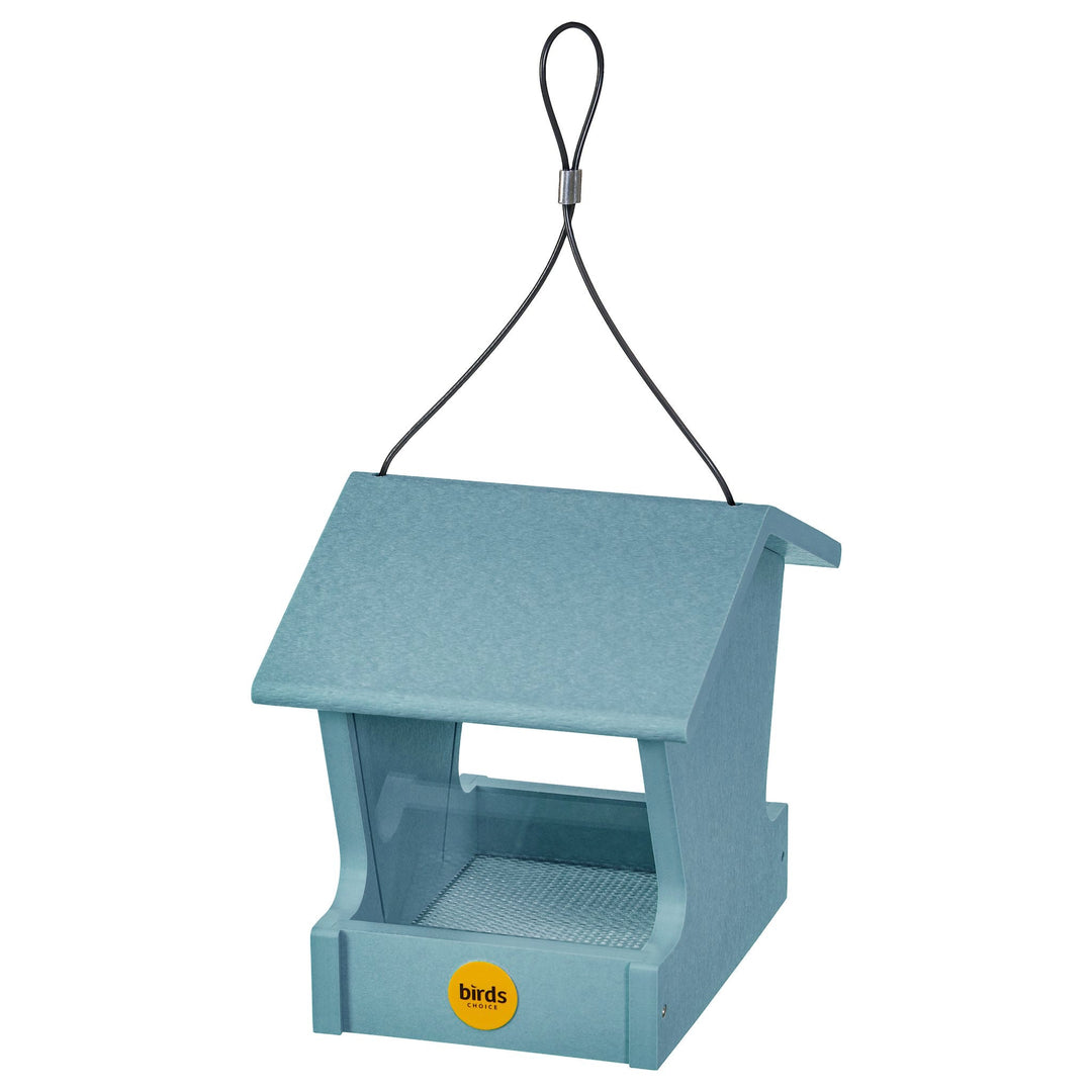 Small Hopper Bird Feeder in Blue Recycled Plastic - Birds Choice