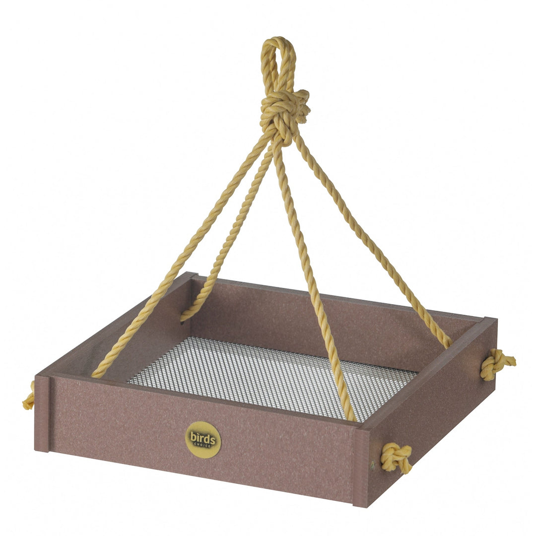 Small Hanging Platform Bird Feeder in Cinnamon Recycled Plastic - Birds Choice