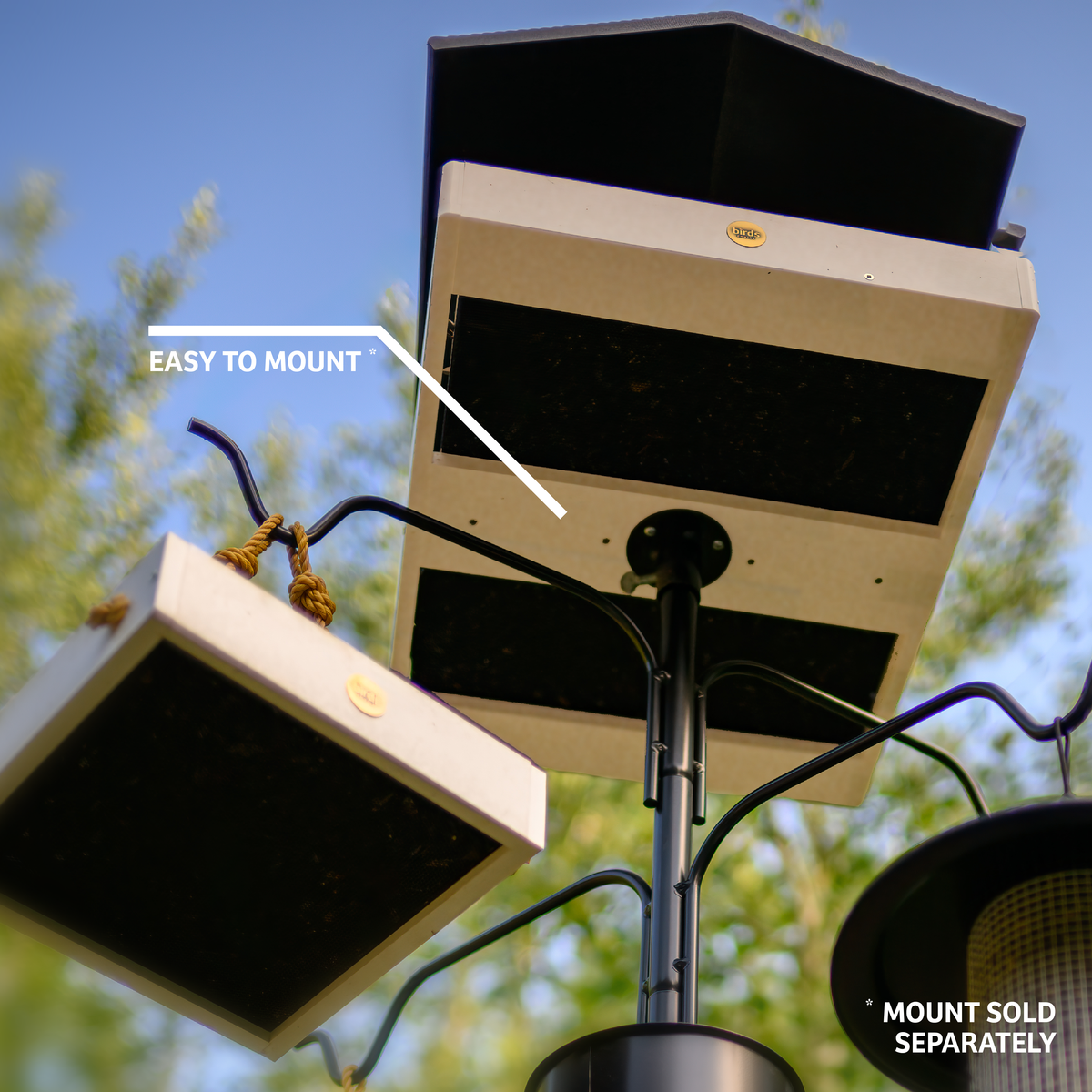 Seed Catcher Platform Bird Feeder Pole Mount in Taupe Recycled Plastic Medium - Birds Choice
