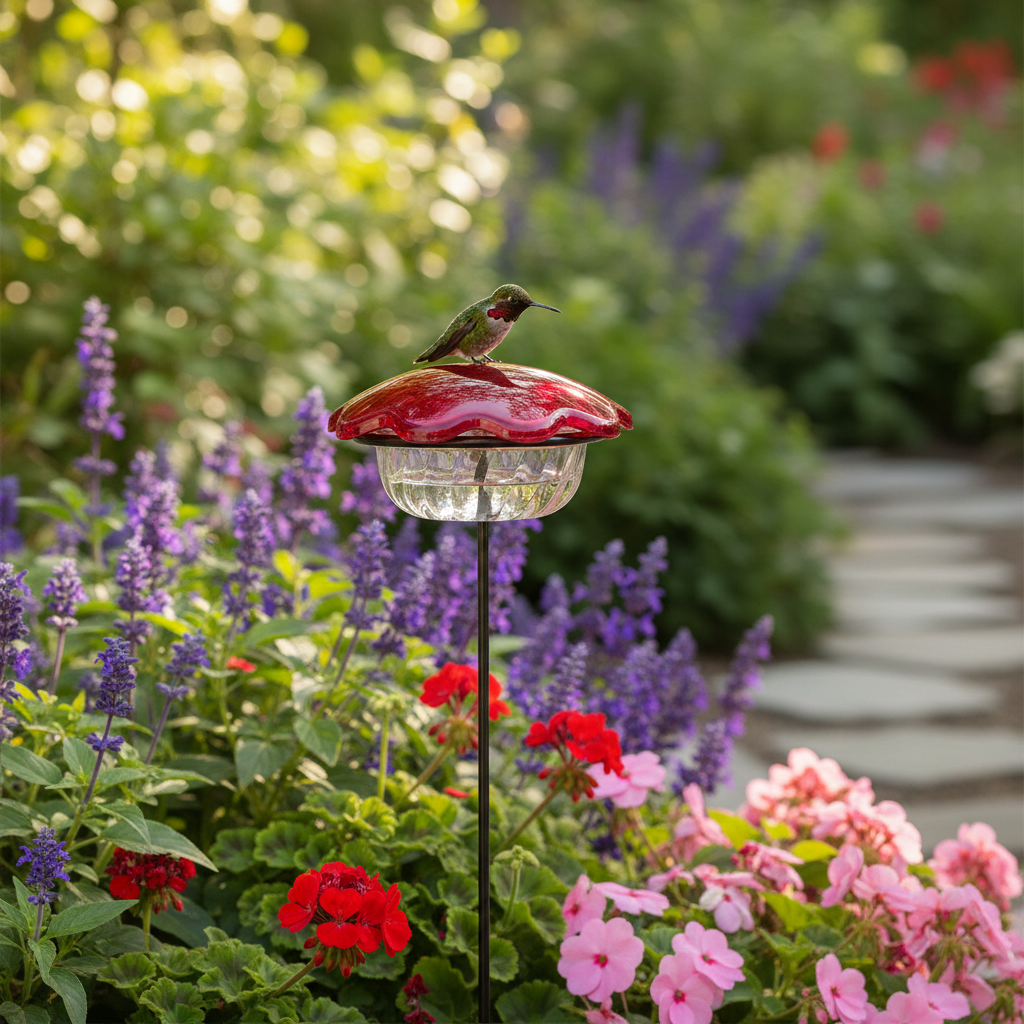 Hummingbird Feeder Single Cup Plant Stake for Nectar