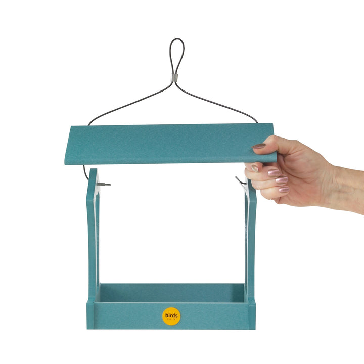 Fly-Thru Bird Feeder in Blue Recycled Plastic - Birds Choice