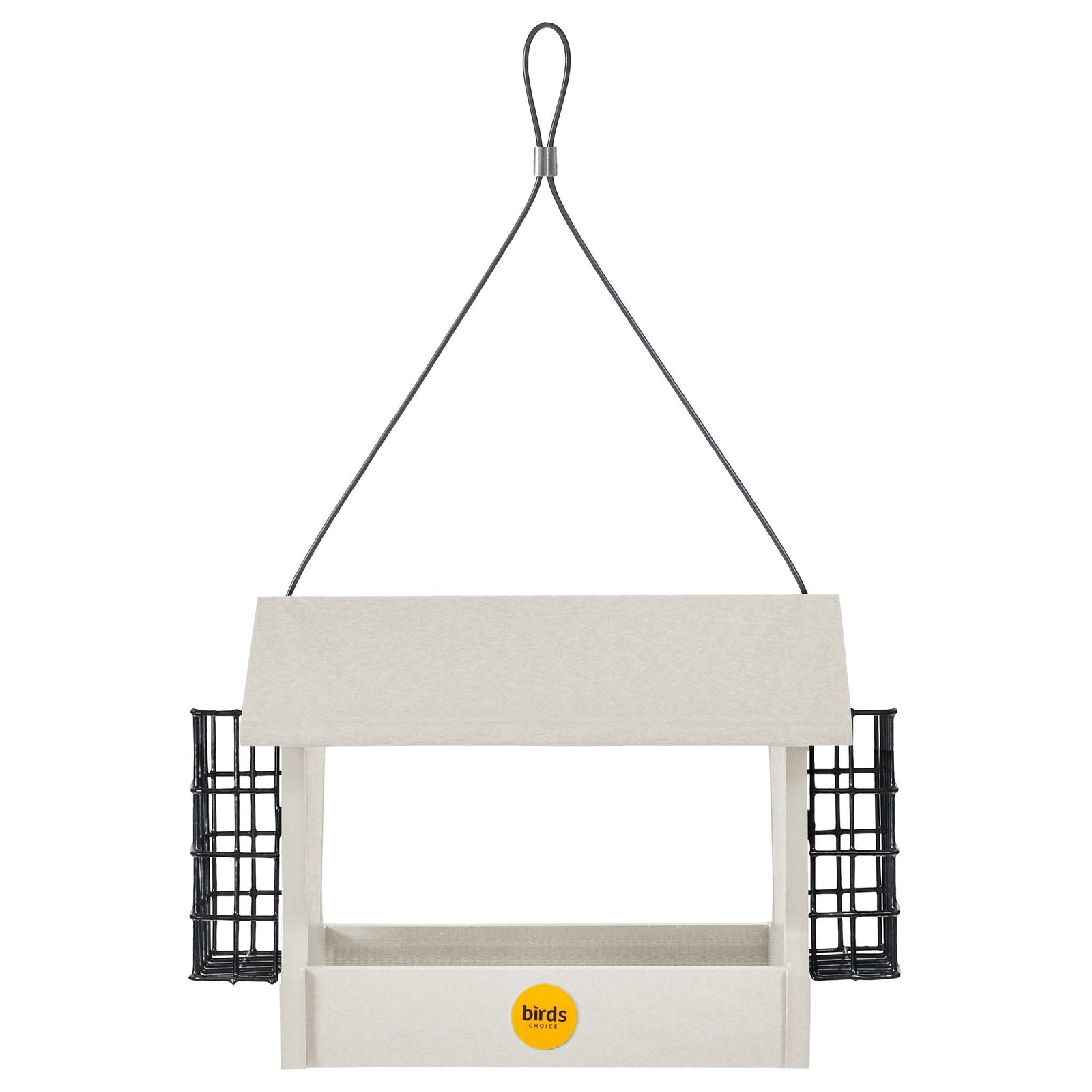 Medium Hopper Bird Feeder with Suet Cages in Sea Salt Recycled Plastic - Birds Choice
