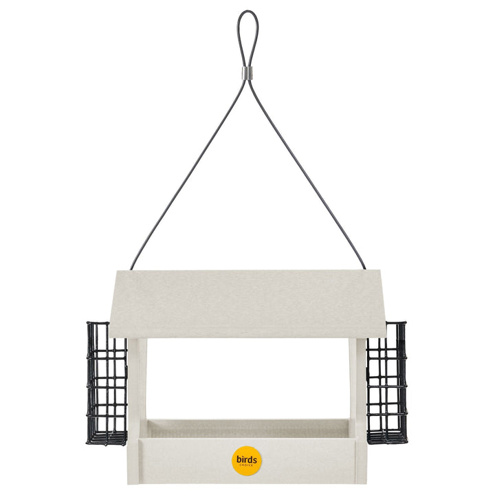 Medium Hopper Bird Feeder with Suet Cages in Sea Salt Recycled Plastic - Birds Choice