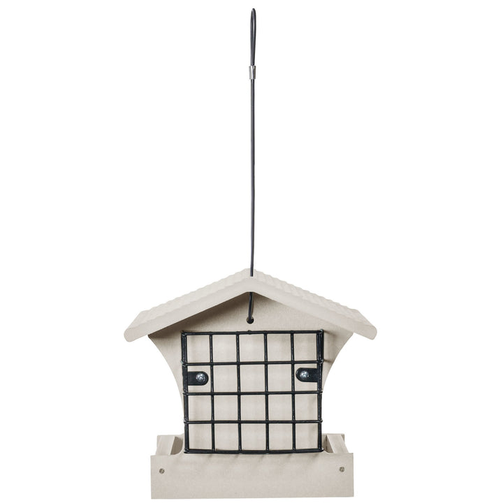 Medium Hopper Bird Feeder with Suet Cages in Sea Salt Recycled Plastic - Birds Choice
