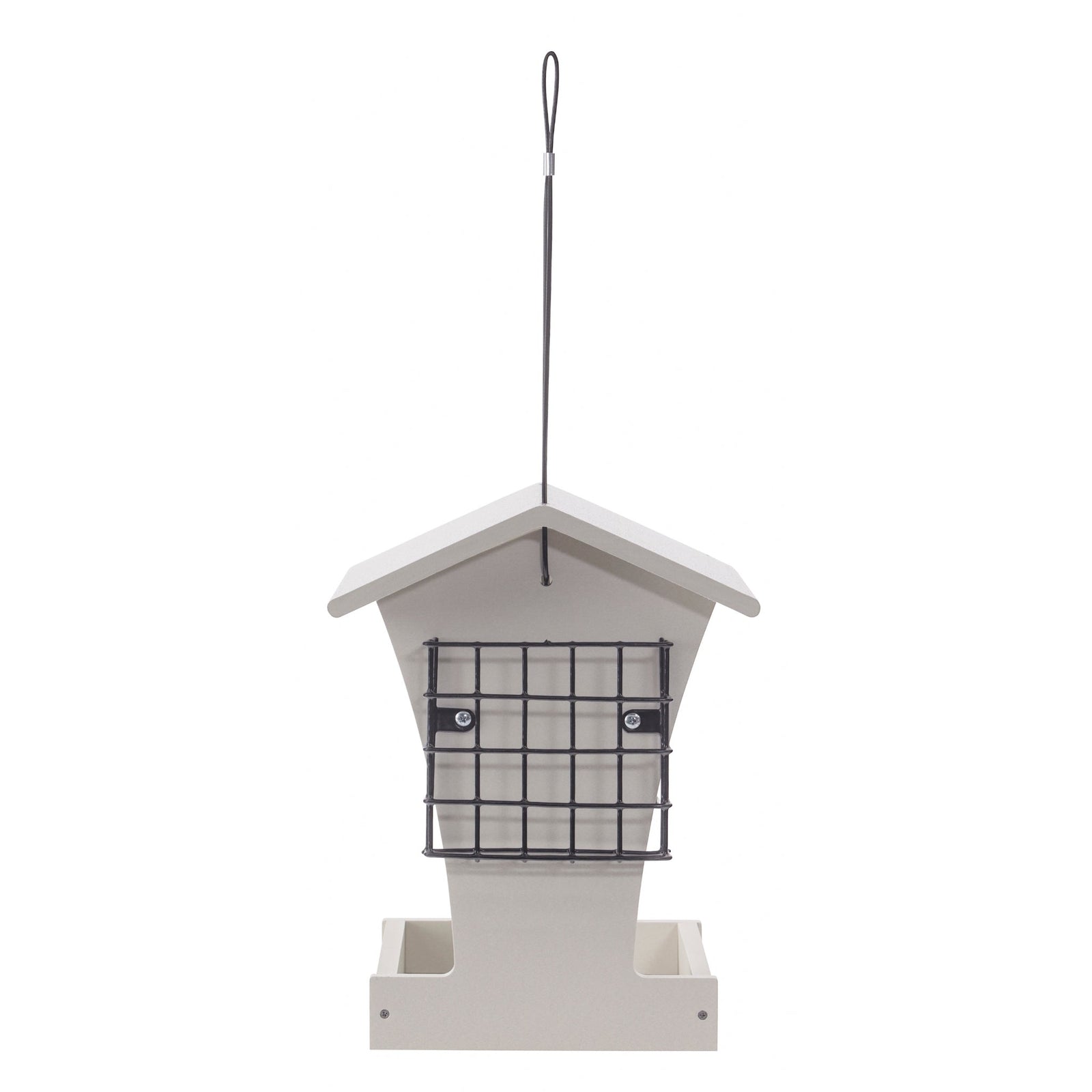 Tall Hopper Bird Feeder with Suet Cages in Sea Salt Recycled Plastic - Birds Choice
