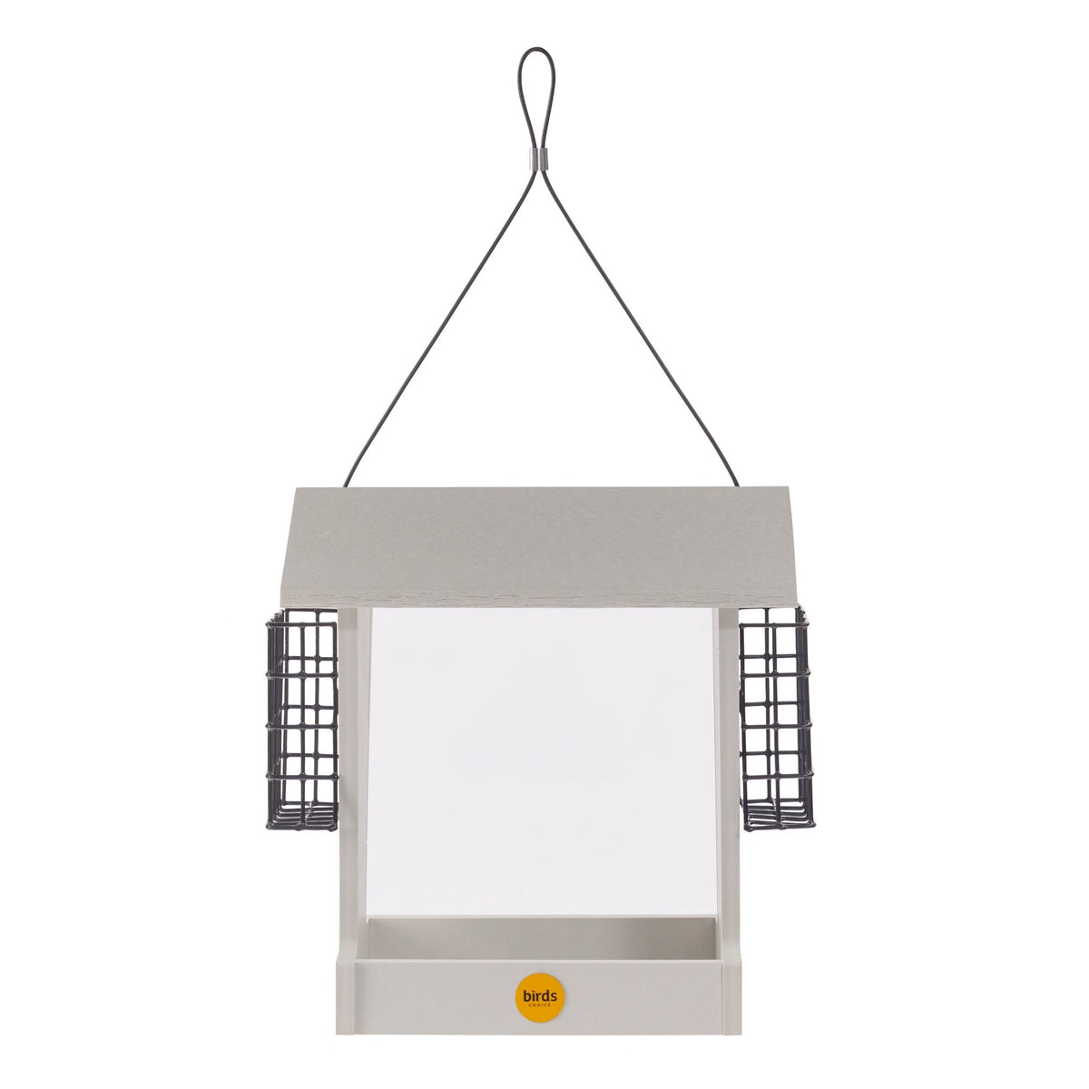 Tall Hopper Bird Feeder with Suet Cages in Sea Salt Recycled Plastic - Birds Choice