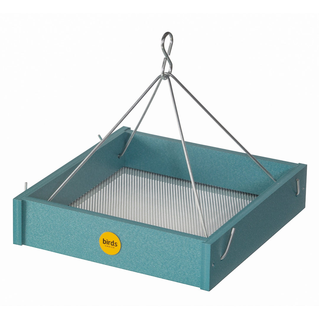 Small Hanging Platform Bird Feeder in Blue Recycled Plastic - Birds Choice