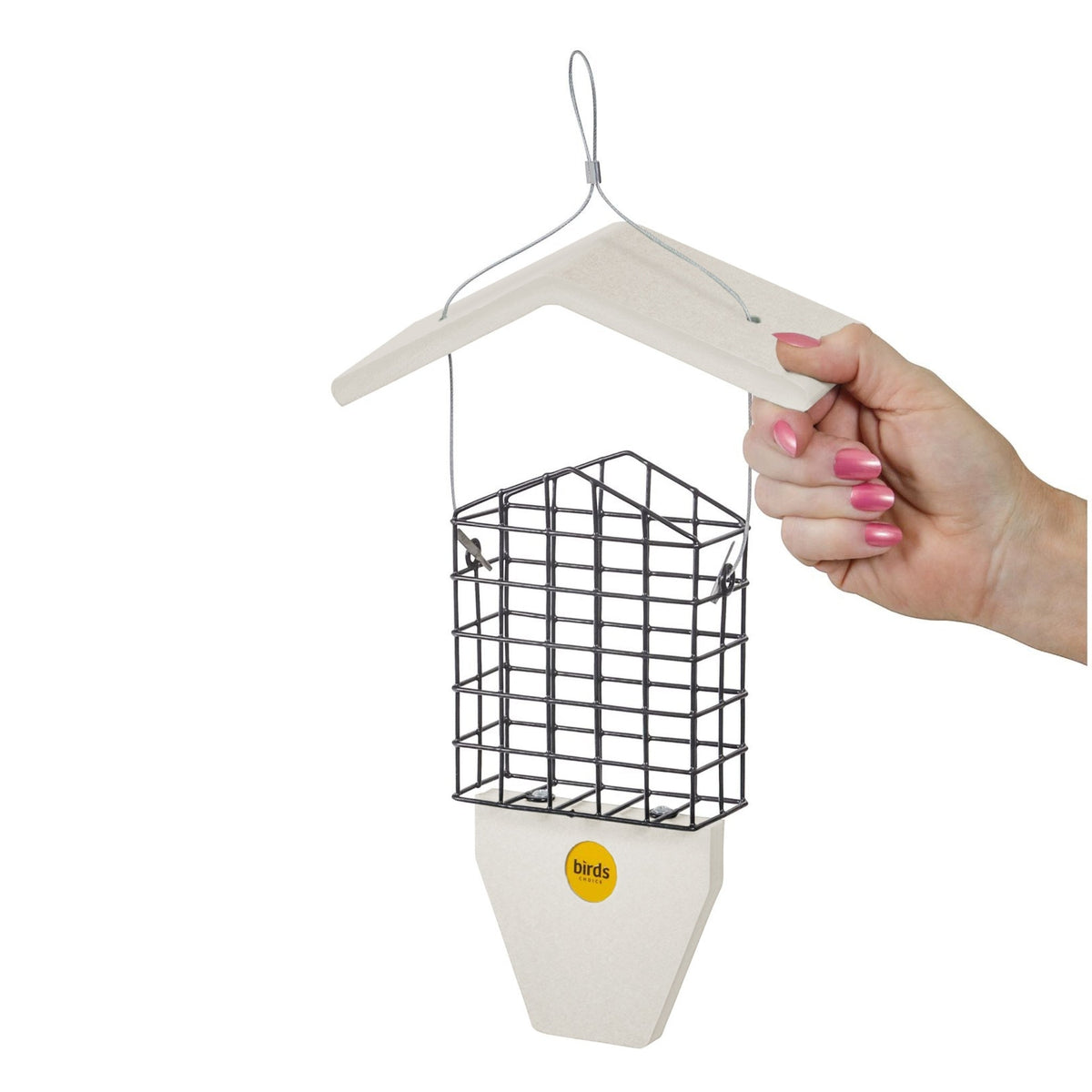 Suet Feeder with Tail Prop for Single Cake in Sea Salt Recycled Plastic - Birds Choice