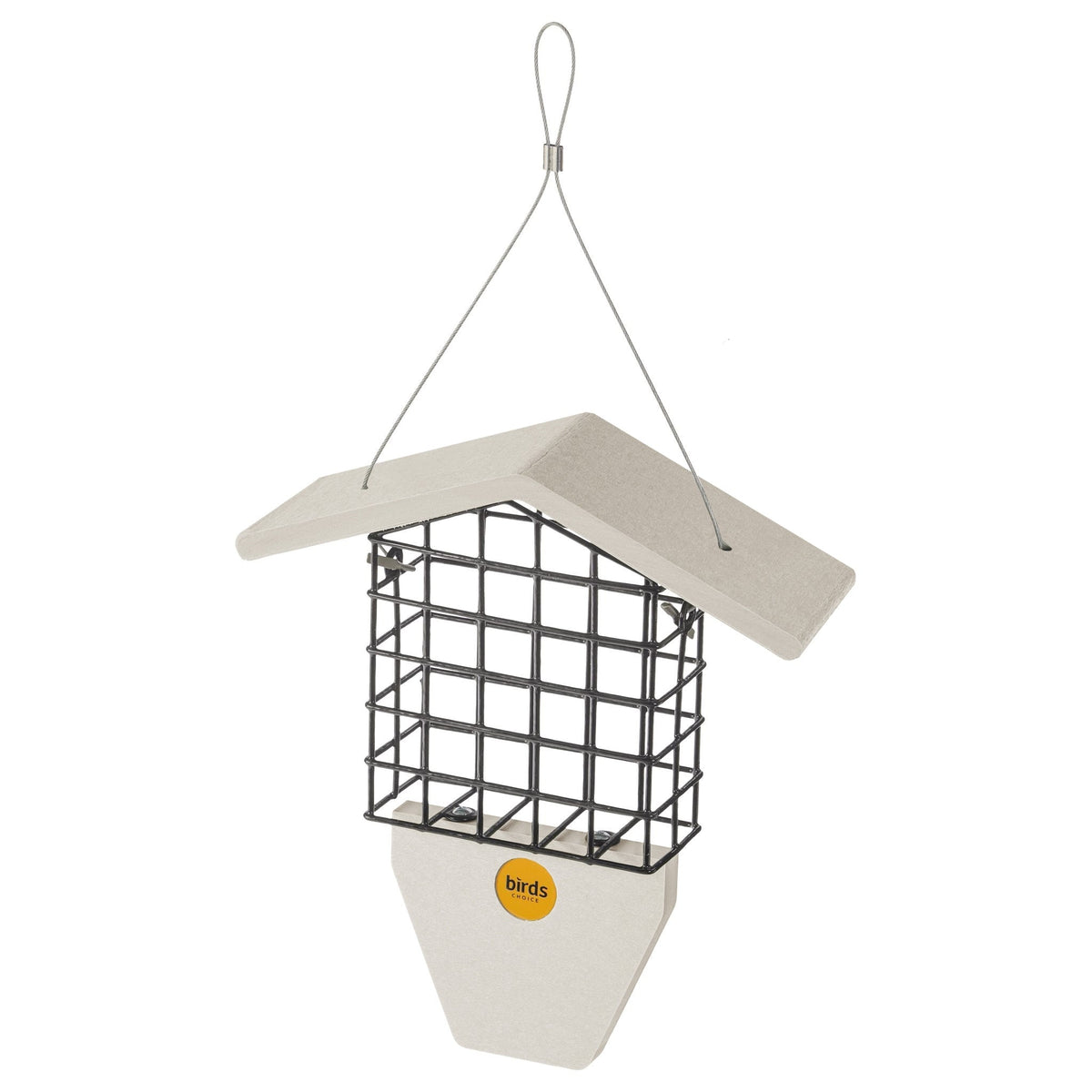 Suet Feeder with Tail Prop for Single Cake in Sea Salt Recycled Plastic - Birds Choice