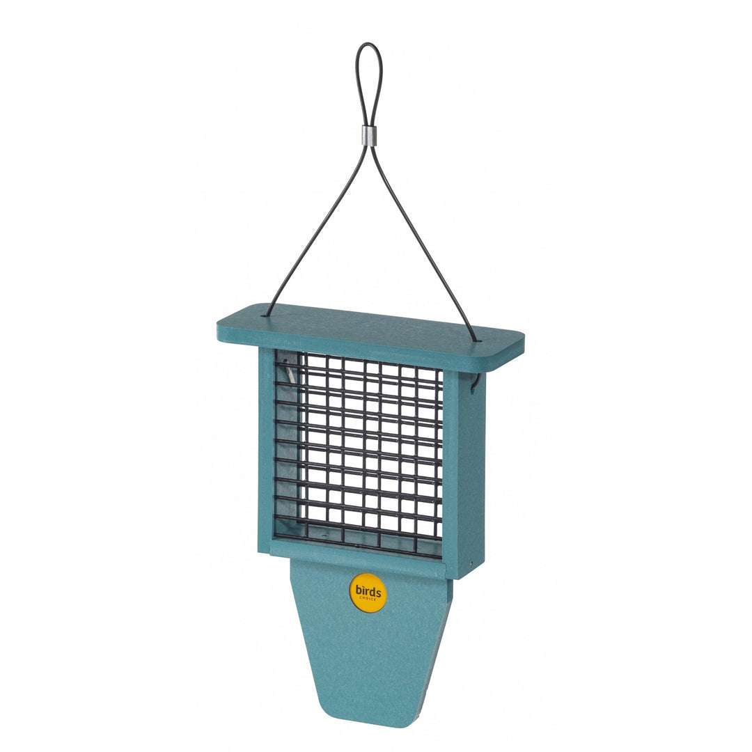 Suet Feeder with Tail Prop for Single Cake in Blue Recycled Plastic - Birds Choice